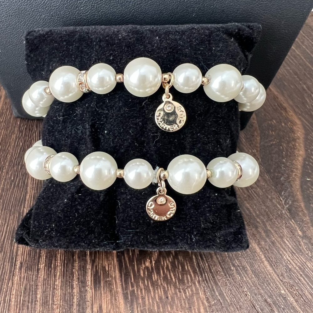 Charter Club Sabine Glass Pearl Stretch Bracelet Set B9